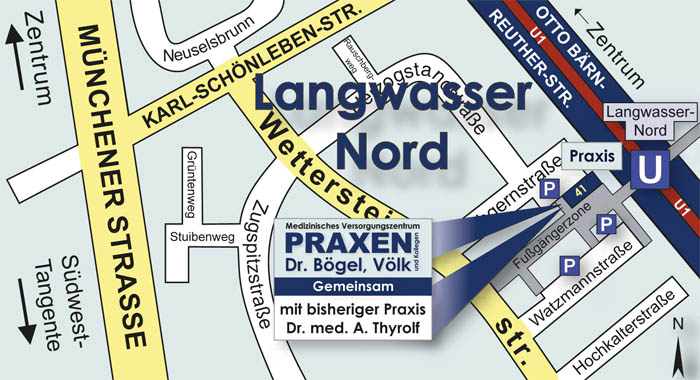 Anfahrtsbeschreibung Praxis Langwasser Nord, Wettersteinstraße 41