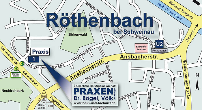 Lage der Praxis Nürnberg Röthenbach